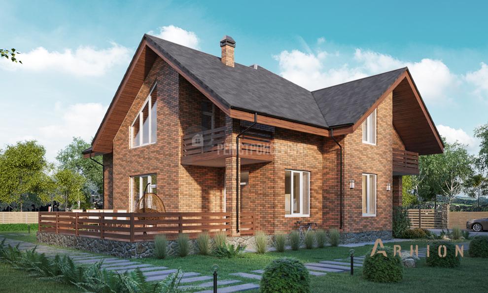 2. Проект одноэтажного дома в европейском стиле с многоскатной кровлей, t-97-01, площадью - 201 кв c мансардой, терассой, балконом